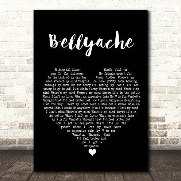 Billie Eilish Bellyache Black Heart Song Lyric Print