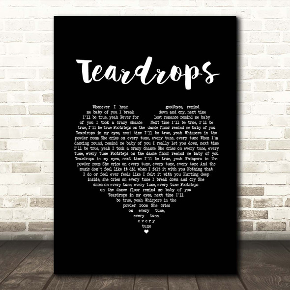 Womack & Womack Teardrops Black Heart Song Lyric Print