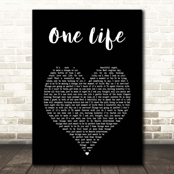 Ed Sheeran One Life Black Heart Song Lyric Print