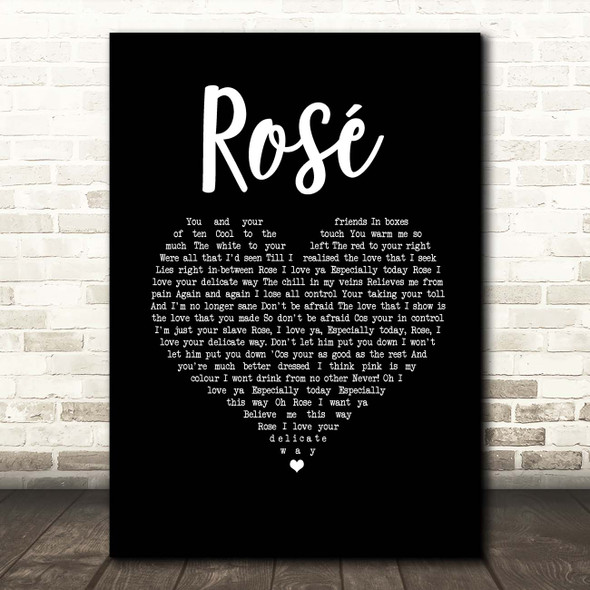 The Feeling Rosé Black Heart Song Lyric Print