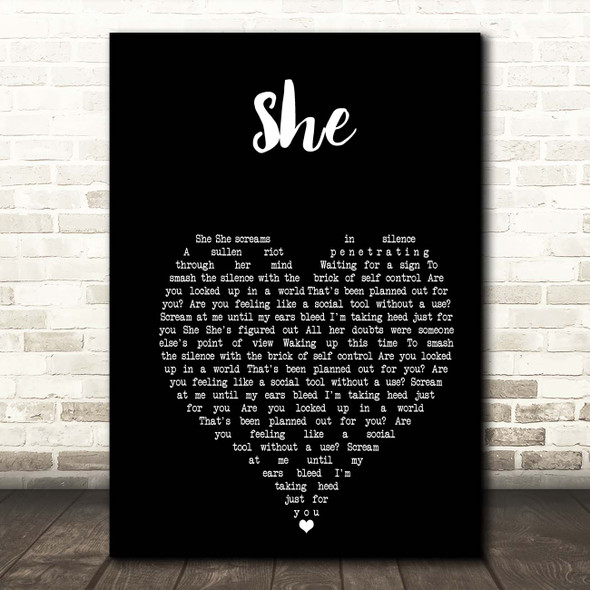 Green Day She Black Heart Song Lyric Print