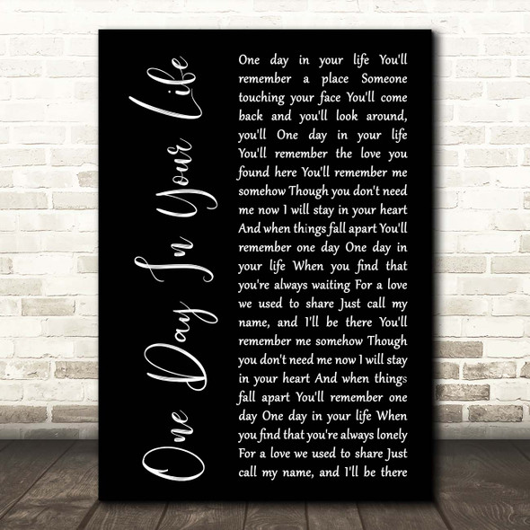 Michael Jackson One Day In Your Life Black Script Song Lyric Print