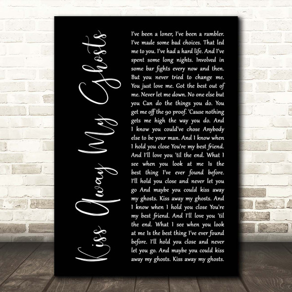 Creed Fisher Kiss Away My Ghosts Black Script Song Lyric Print