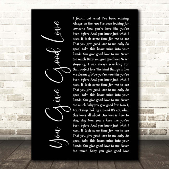 Whitney Houston You Give Good Love Black Script Song Lyric Print