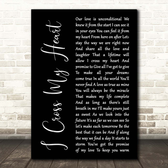 George Strait I Cross My Heart Black Script Song Lyric Print