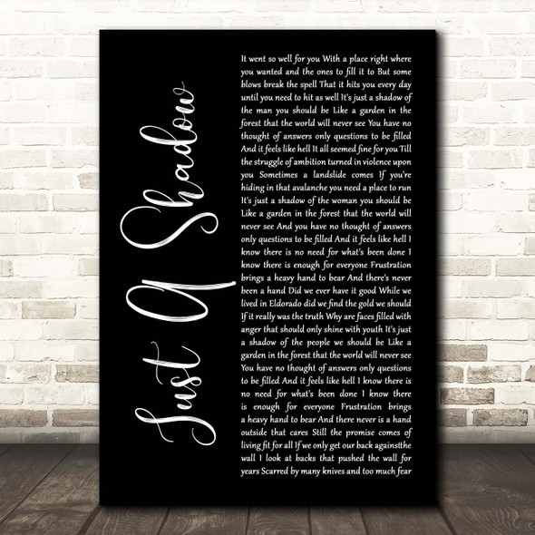 Big Country Just A Shadow Black Script Song Lyric Print