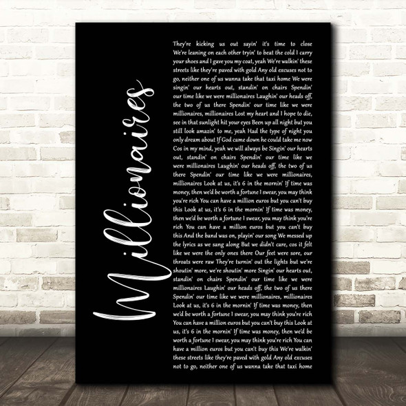 The Script Millionaires Black Script Song Lyric Print