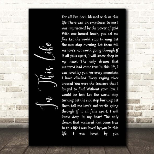 Collin Raye In This Life Black Script Song Lyric Print