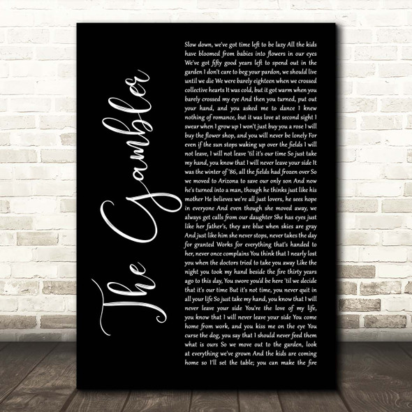 Fun. The Gambler Black Script Song Lyric Print