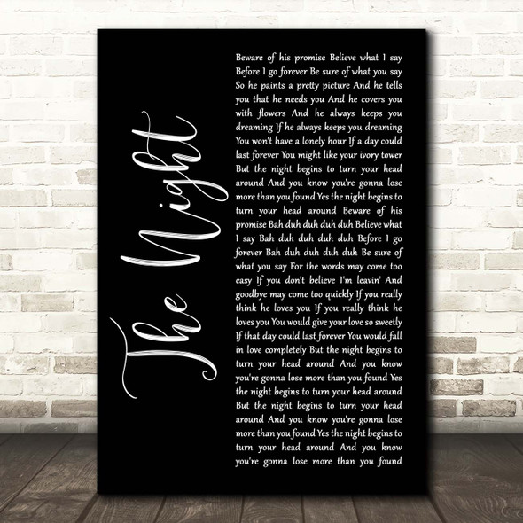 Frankie Valli & The Four Seasons The Night Black Script Song Lyric Print