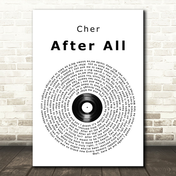 Cher After All Vinyl Record Song Lyric Quote Print