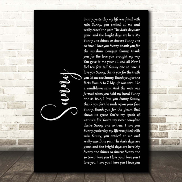 Boney M Sunny Black Script Song Lyric Print