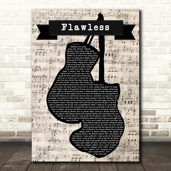 Beyonce Flawless Music Script Boxing Gloves Song Lyric Print