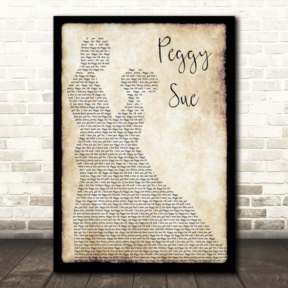 Buddy Holly Peggy Sue Man Lady Dancing Song Lyric Print