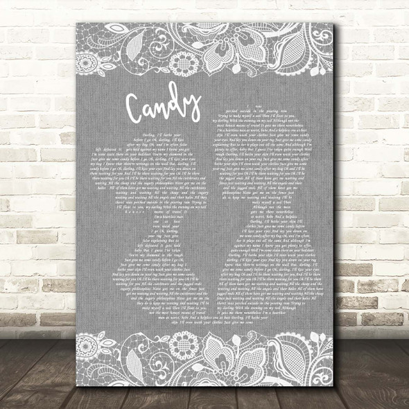 Paolo Nutini Candy Grey Burlap & Lace Song Lyric Print