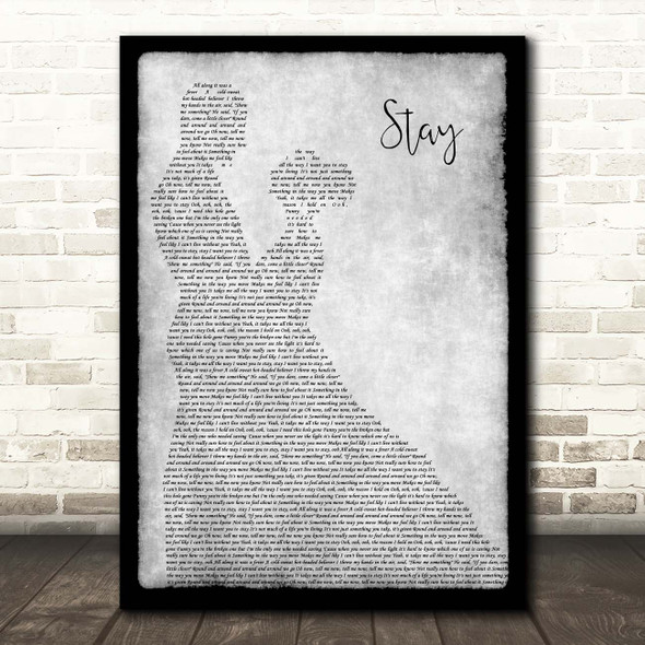 Rihanna Stay Grey Man Lady Dancing Song Lyric Print