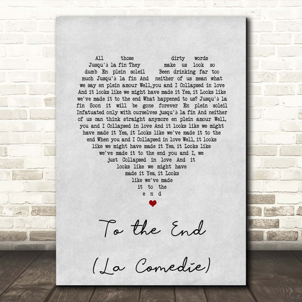 Blur To the End (La Comedie) Grey Heart Song Lyric Print