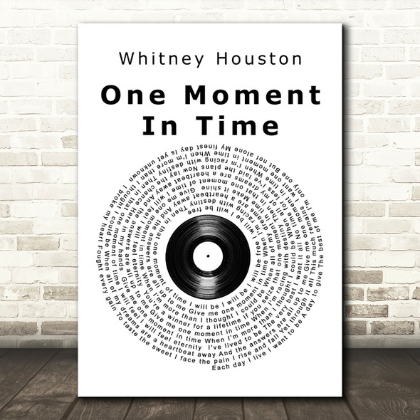 Whitney Houston One Moment In Time Vinyl Record Song Lyric Quote Print