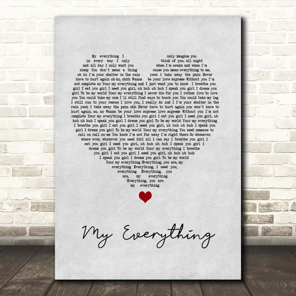 Next My Everything Grey Heart Song Lyric Print