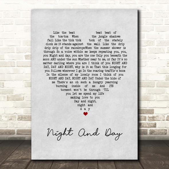 Ella Fitzgerald Night And Day Grey Heart Song Lyric Print