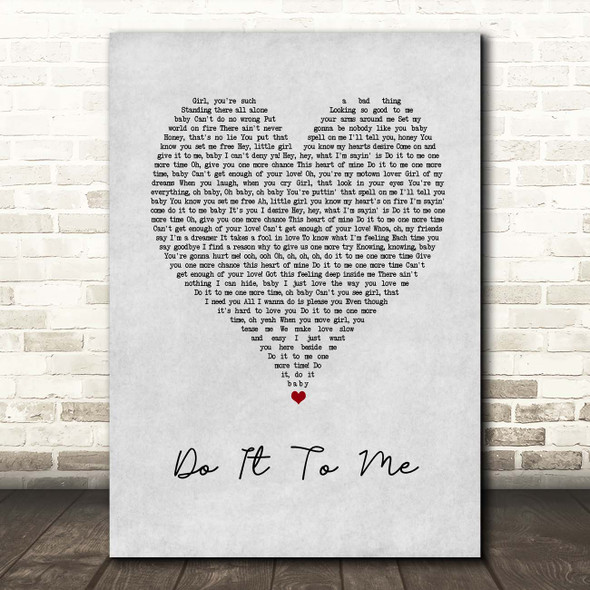 Lionel Richie Do It To Me Grey Heart Song Lyric Print