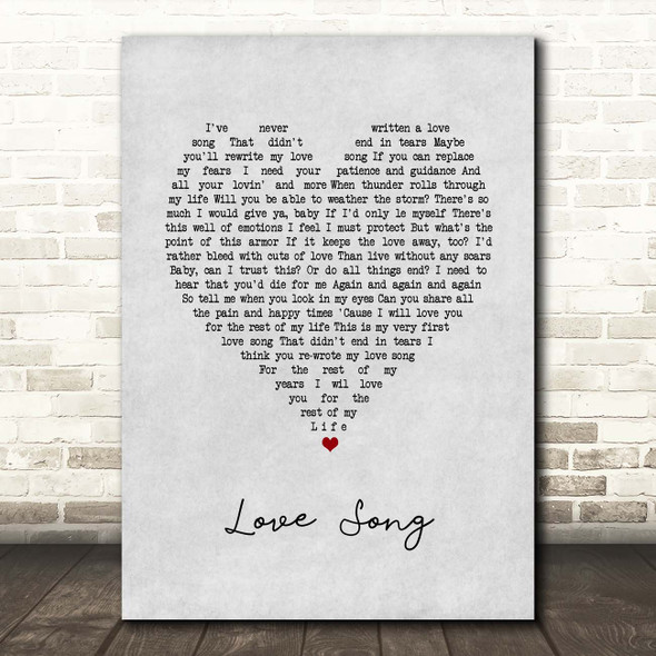 Pink Love Song Grey Heart Song Lyric Print