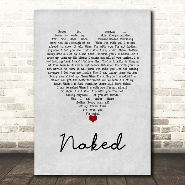 The Shires Naked Grey Heart Song Lyric Print
