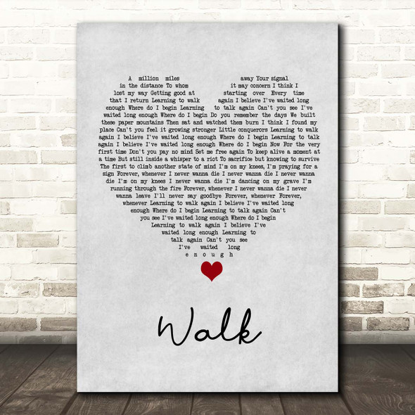 Foo Fighters Walk Grey Heart Song Lyric Print