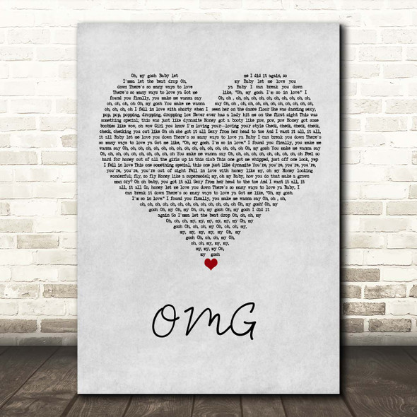 Usher OMG Grey Heart Song Lyric Print