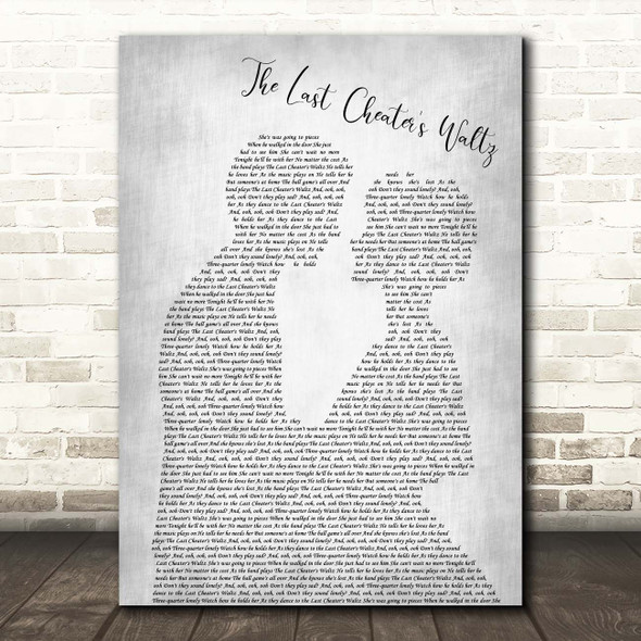 T.G. Sheppard The Last Cheater's Waltz Man Lady Bride Groom Wedding Grey Song Lyric Print