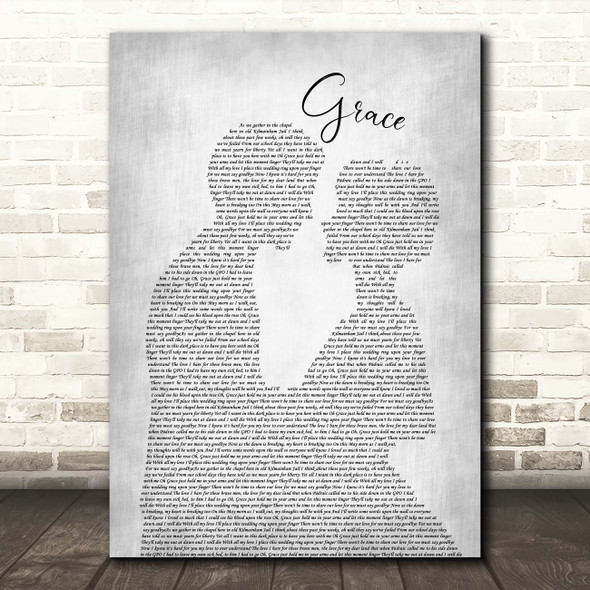 The Wolfe Tones Grace Man Lady Bride Groom Wedding Grey Song Lyric Print