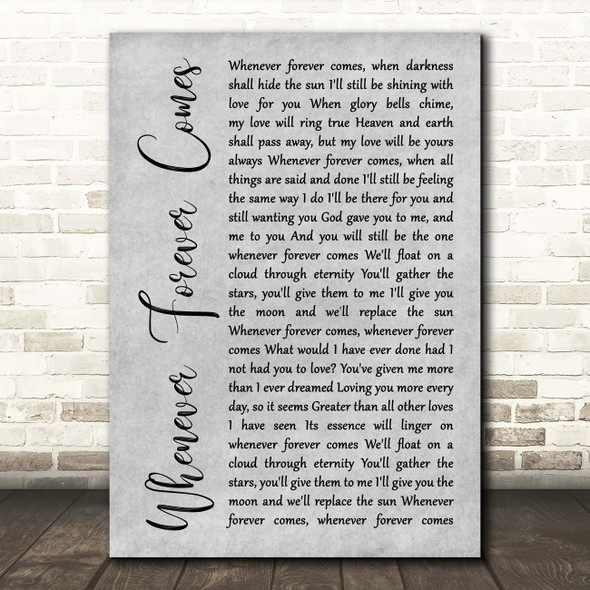 Dolly Parton feat. Collin Raye Whenever Forever Comes Grey Rustic Script Song Lyric Print