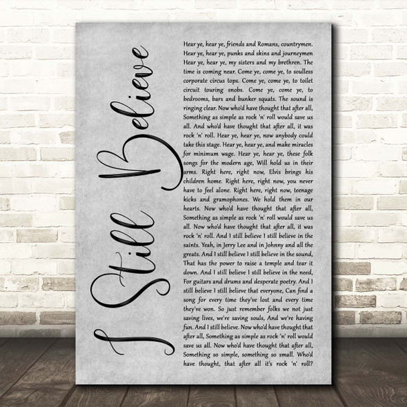 Frank Turner I Still Believe Grey Rustic Script Song Lyric Print