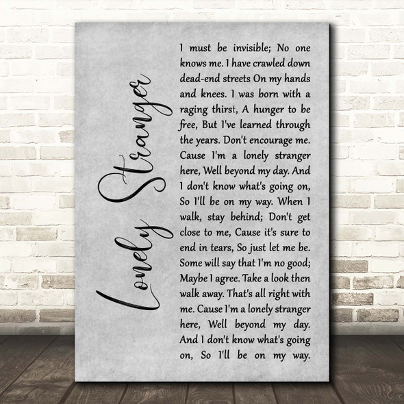 Eric Clapton Lonely Stranger Grey Rustic Script Song Lyric Print