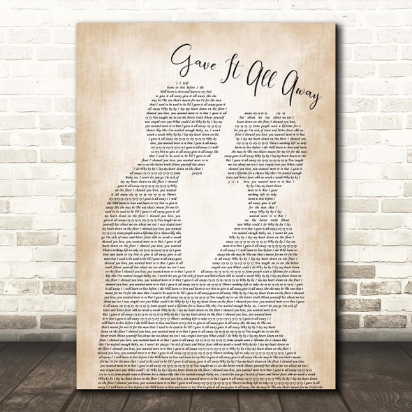 Boyzone Gave It All Away Man Lady Bride Groom Wedding Song Lyric Print