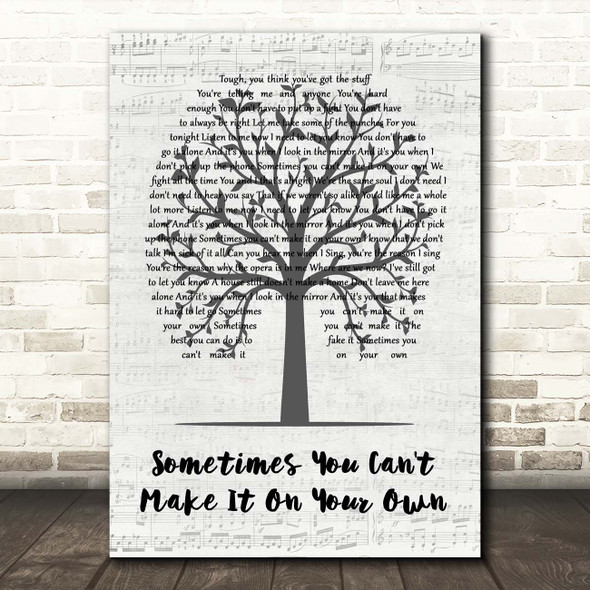 U2 Sometimes You Can't Make It On Your Own Music Script Tree Song Lyric Print