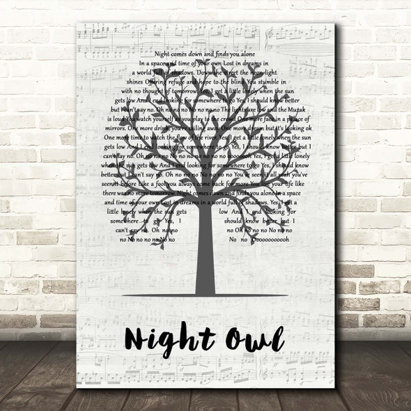 Gerry Rafferty Night Owl Music Script Tree Song Lyric Print