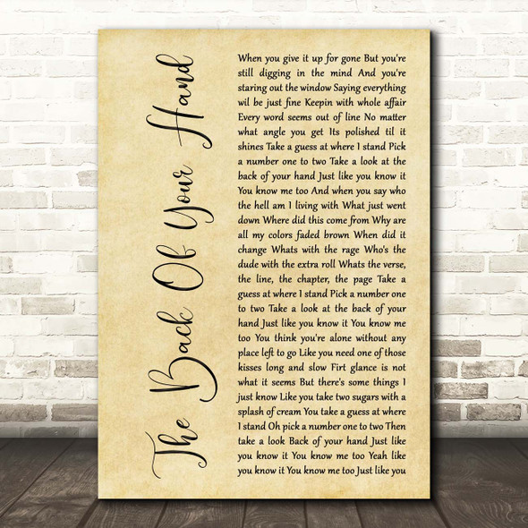 Dwight Yoakam The Back Of Your Hand Rustic Script Song Lyric Print