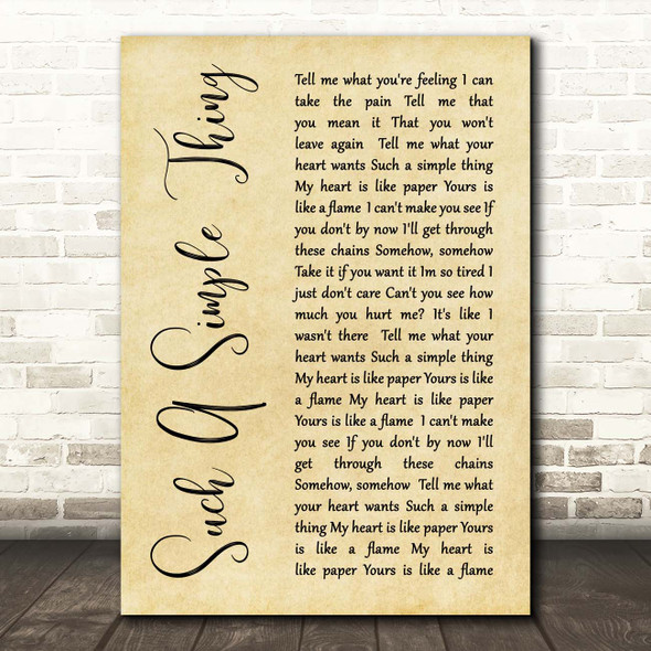 Ray LaMontagne Such A Simple Thing Rustic Script Song Lyric Print