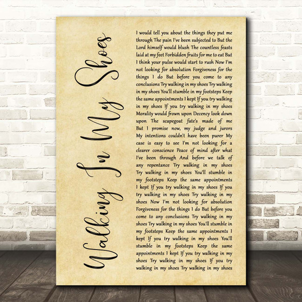 Depeche Mode Walking In My Shoes Rustic Script Song Lyric Print