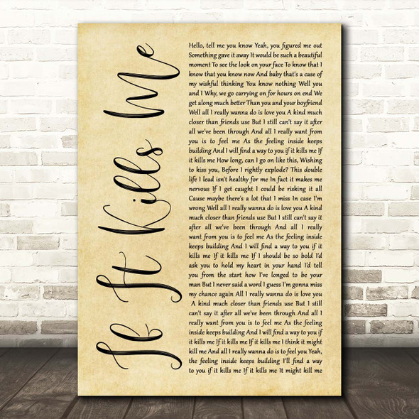 Jason Mraz If It Kills Me Rustic Script Song Lyric Print