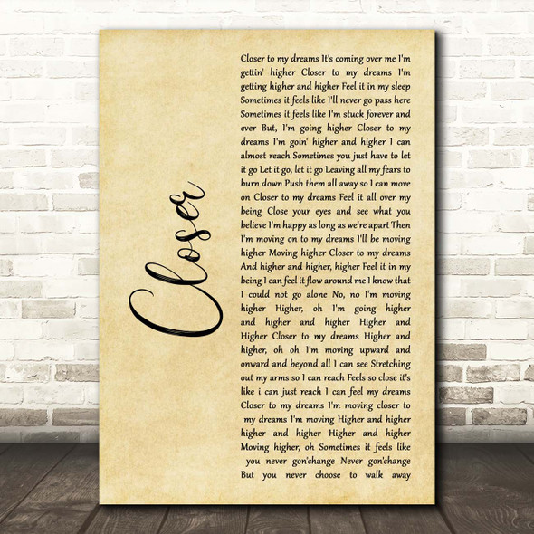 Goapele Closer Rustic Script Song Lyric Print