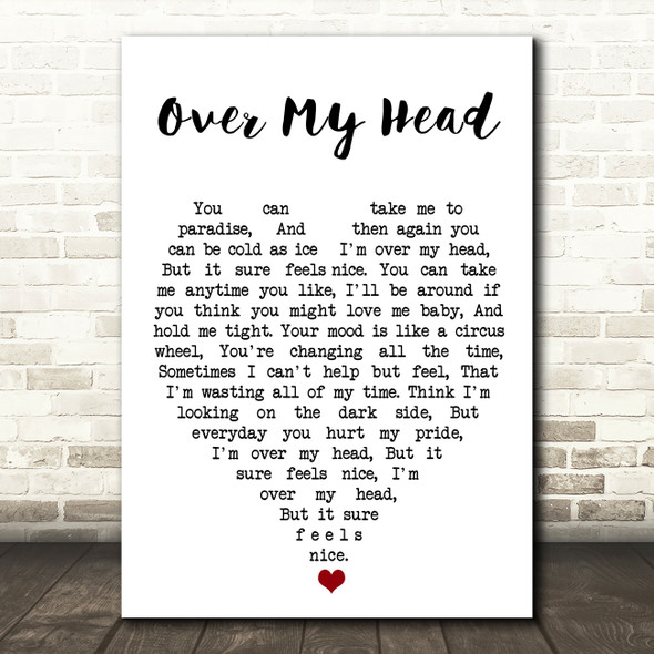 Over My Head Fleetwood Mac Quote Song Lyric Heart Print