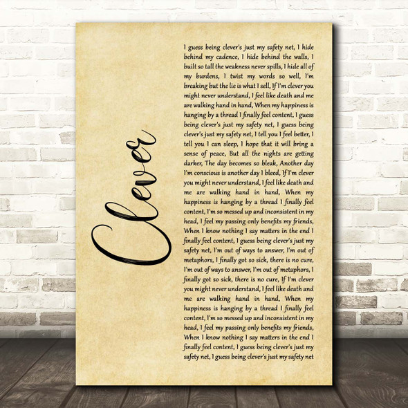 Beartooth Clever Rustic Script Song Lyric Print