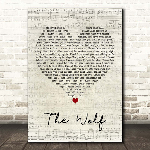 Mumford & Sons The Wolf Script Heart Song Lyric Print