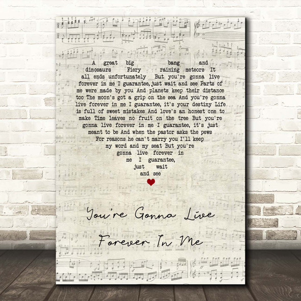 John Mayer You're Gonna Live Forever In Me Script Heart Song Lyric Print