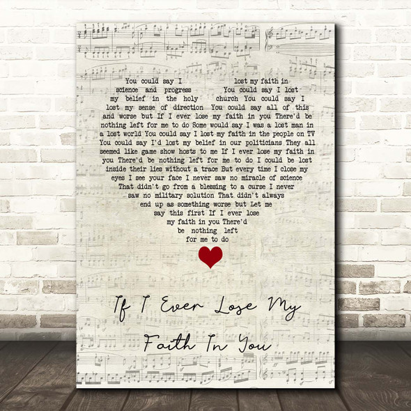 Sting If I Ever Lose My Faith In You Script Heart Song Lyric Print