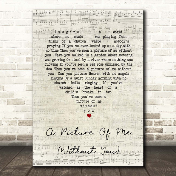 George Jones A Picture Of Me (Without You) Script Heart Song Lyric Print