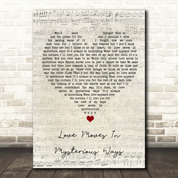 Julia Fordham Love Moves In Mysterious Ways Script Heart Song Lyric Print