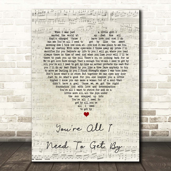 Diana Ross You're All I Need To Get By Script Heart Song Lyric Print